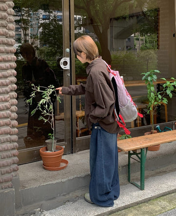 Gelott Stripe Carpenter Denim Balloon Wide Pants